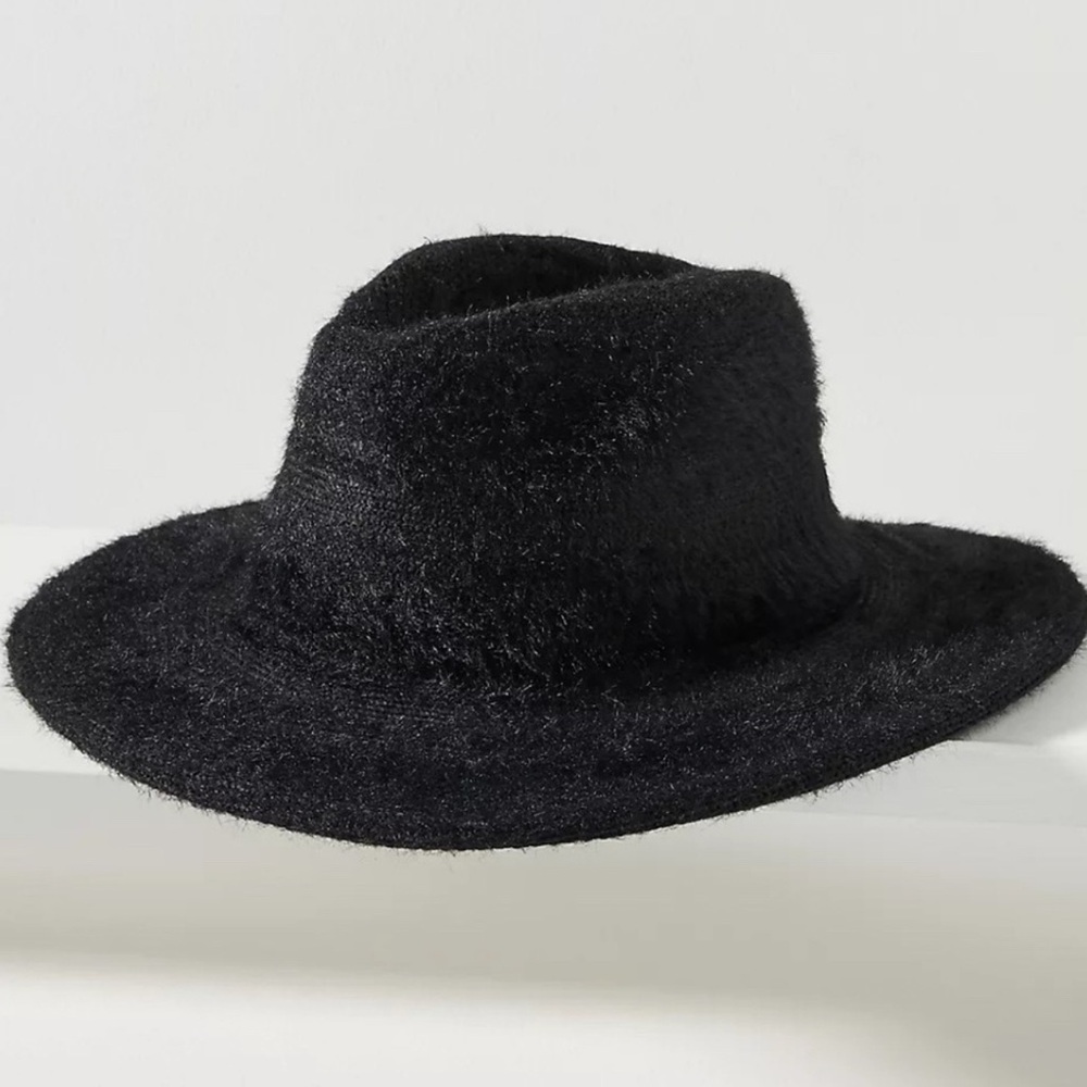 Anthropologie Black Fuzzy knit rancher
